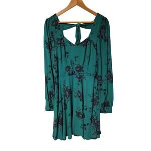 NWT Band of the‎ Free Genevieve Emerald Black Floral Mini Dress Women's M Party